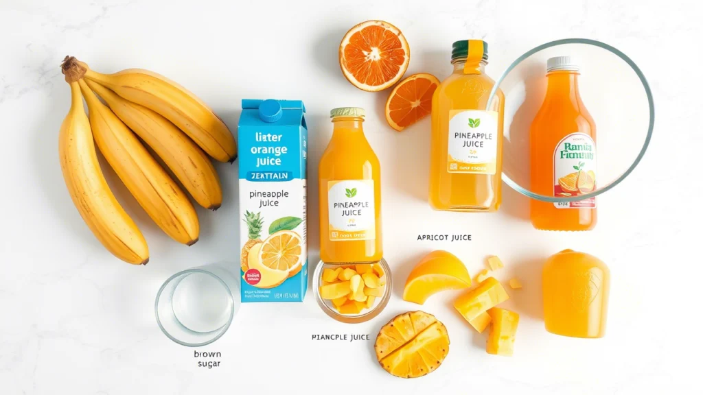 Fontaine à punch aux fruits sans alcool avec cascade de jus tropical orange, bananes et fruits frais pour événement festif