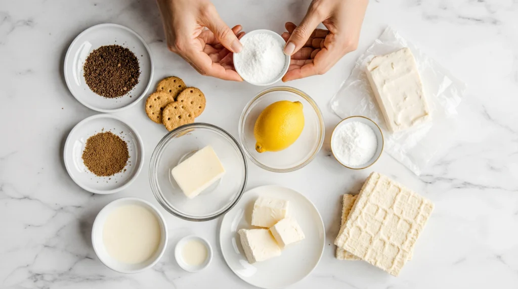Cheesecake sans cuisson garni de fruits rouges frais et d’un coulis brillant, posé sur une assiette blanche, avec une base biscuitée dorée et une texture crémeuse.