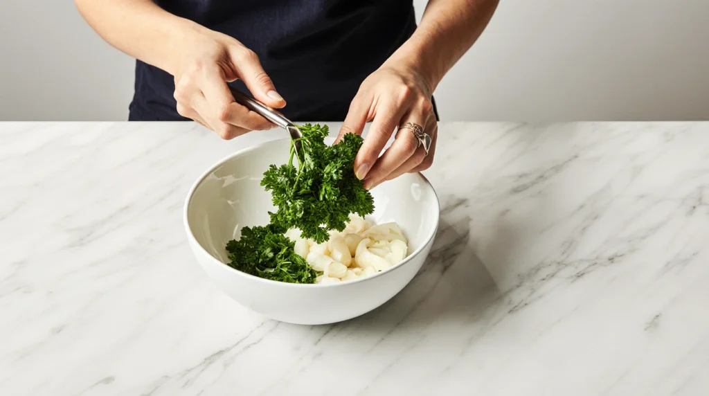 Pain de viande traditionnel tranché, servi avec purée et haricots verts, sur une planche rustique.