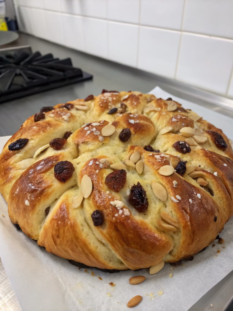 Cougnou brioché traditionnel moelleux sorti du four