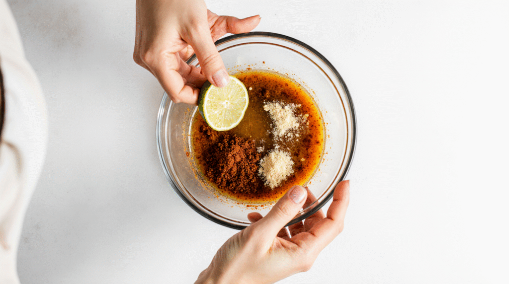 Fajitas de bœuf servies sur une planche en bois, garnies de lanières de viande grillée, poivrons colorés, oignons caramélisés et coriandre fraîche, avec tortillas chaudes à côté.