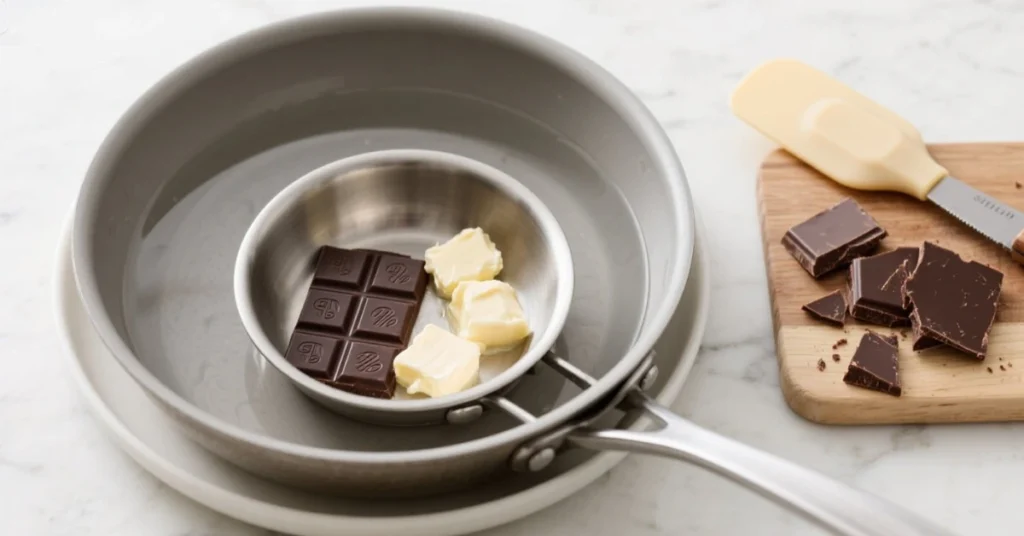 Recette mousse au chocolat 2 « Mousse au chocolat onctueuse préparée maison, montrant les étapes de préparation, les ingrédients frais et plusieurs variations gourmandes du dessert