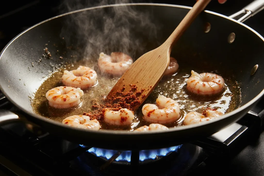 Recette Ramen aux Champignons et Crevettes : Soupe Japonaise Authentique en 16 Minutes 4 Un bol fumant de recette ramen japonais traditionnel, avec des nouilles parfaitement cuites baignant dans un bouillon parfumé et riche. Garni de crevettes tendres, de champignons noirs, de lamelles de carottes croquantes, de pousses d’épinards frais et de coriandre ciselée. Servi dans un bol en céramique avec des baguettes et une cuillère chinoise, ce plat réconfortant est décoré d’un quartier de citron vert pour une touche d’acidité.