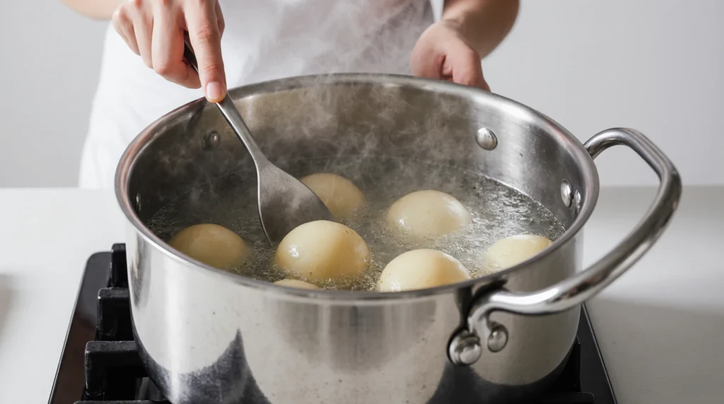 Gnocchis Faits Maison 3 Gnocchis faits maison moelleux servis dans une assiette rustique avec une sauce onctueuse, décorés de feuilles de basilic frais