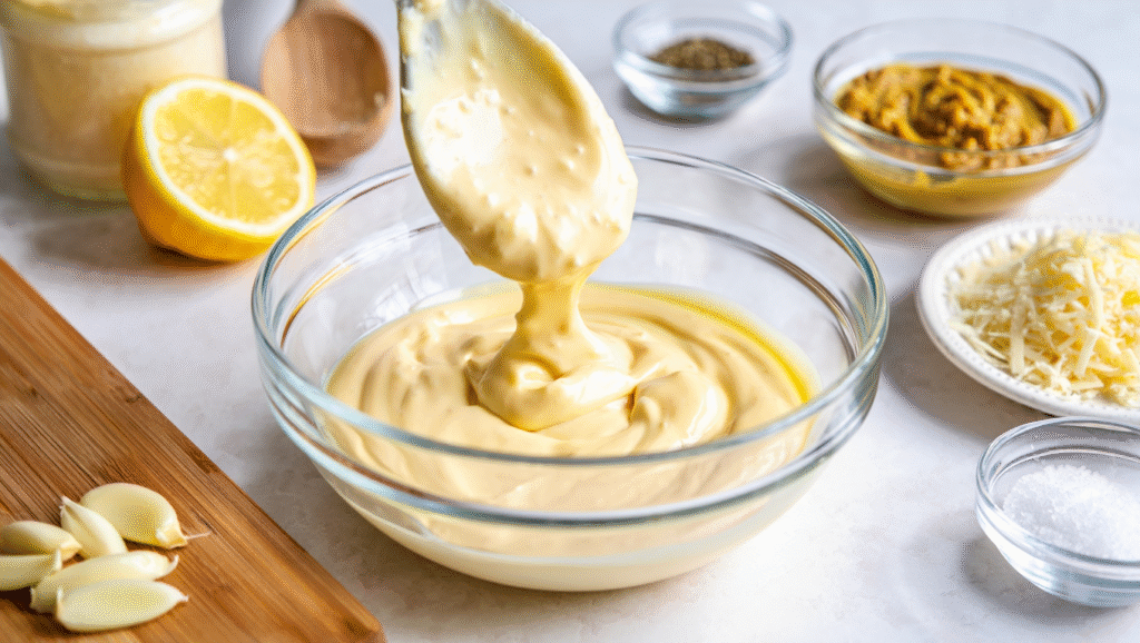 Une salade César fraîche et appétissante, composée de feuilles de laitue romaine croquantes, de morceaux de poulet grillé dorés, de croûtons maison croustillants et de copeaux de parmesan frais. Une sauce César crémeuse est délicatement drizzle sur le dessus, mettant en valeur les textures et les couleurs vibrantes. Servie dans un bol en bois ou une assiette élégante, cette recette facile et rapide est parfaite pour un repas léger et gourmand.