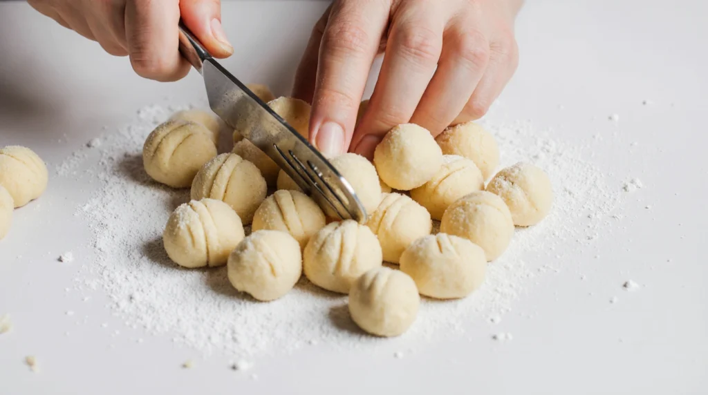 Gnocchis Faits Maison 4 Gnocchis faits maison moelleux servis dans une assiette rustique avec une sauce onctueuse, décorés de feuilles de basilic frais