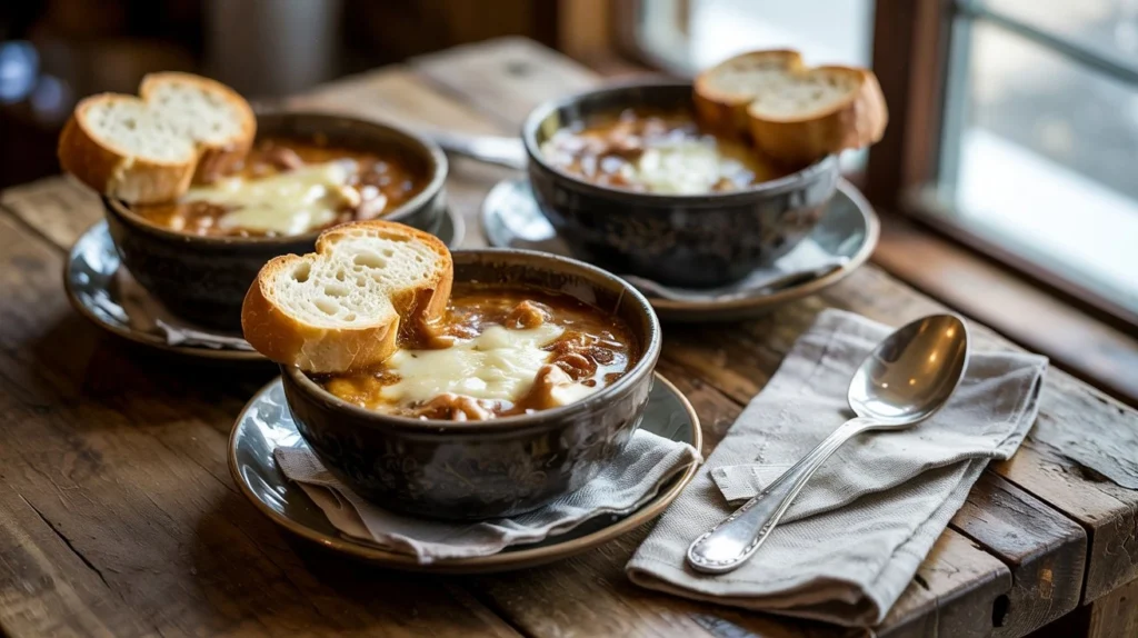 Recette Soupe à l'Oignon Facile Sans Alcool : Traditionnelle et Réconfortante 2 Soupe à l’oignon rapide et facile, préparée au Cookeo ou Thermomix, gratinée au four pour un résultat croustillant et fondant