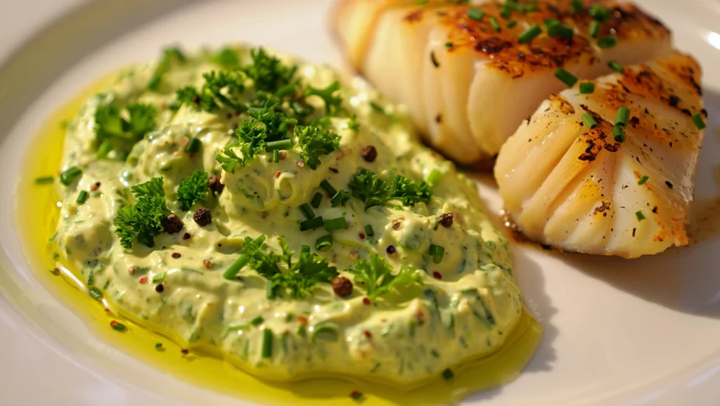 Une assiette appétissante de recette fondue de poireaux, crémeuse et fondante, servie dans un bol blanc ou une casserole en fonte. Les poireaux émincés sont nappés d’une sauce onctueuse à base de crème fraîche, garnis de brins de ciboulette frais pour une touche de couleur. En arrière-plan, des ingrédients comme des poireaux entiers, du beurre et de la crème fraîche ajoutent une ambiance rustique et invitante. L’éclairage naturel met en valeur la texture douce et la couleur végétale du plat